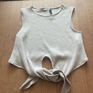 Zara light beige ribbed knit tank